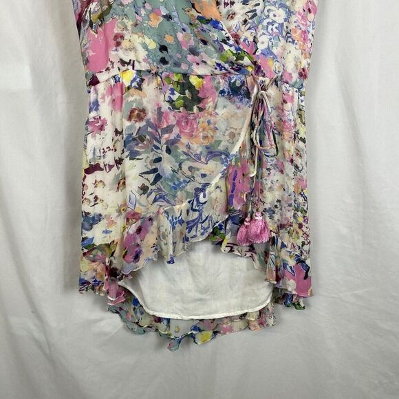 Rococo Sand NWT Pink Floral Sleeveless Mini Dress Side Tie with Tassels Small - Picture 5 of 9